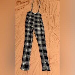 Chic Black and White Plaid Trousers